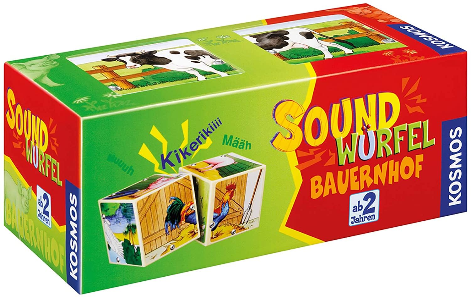 Kosmos 697365 - Soundwürfel Bauernhof, Lernspielzeug mit Geräuschen, für Kinder ab 2 Jahre, Spielzeug für Kleinkinder, Tiergeräusche, Geräusche