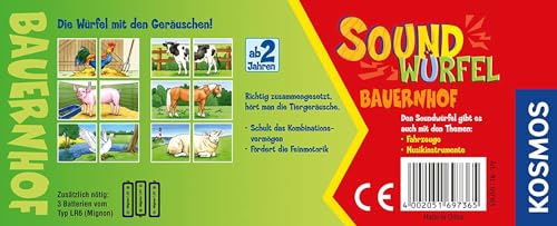 Kosmos 697365 - Soundwürfel Bauernhof, Lernspielzeug mit Geräuschen, für Kinder ab 2 Jahre, Spielzeug für Kleinkinder, Tiergeräusche, Geräusche