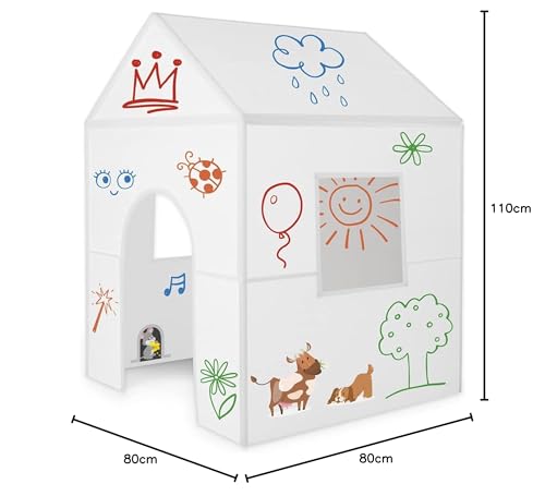 Imagine Playhouse - Immer Wieder neu bemalen & abwischen - Spielhaus Kinder Indoor & Outdoor mit Stiften und Aufkleber - Montessori Spielzeug ab 3