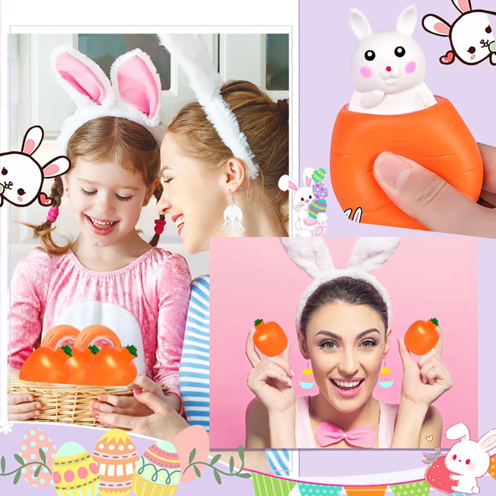 Stressball Anti Stress Spielzeug Bälle, 4 Pcs Kaninchen Spielzeug Ostergeschenke Kinder, Antistressball für Kinder Erwachsene Ostern Geburtstag