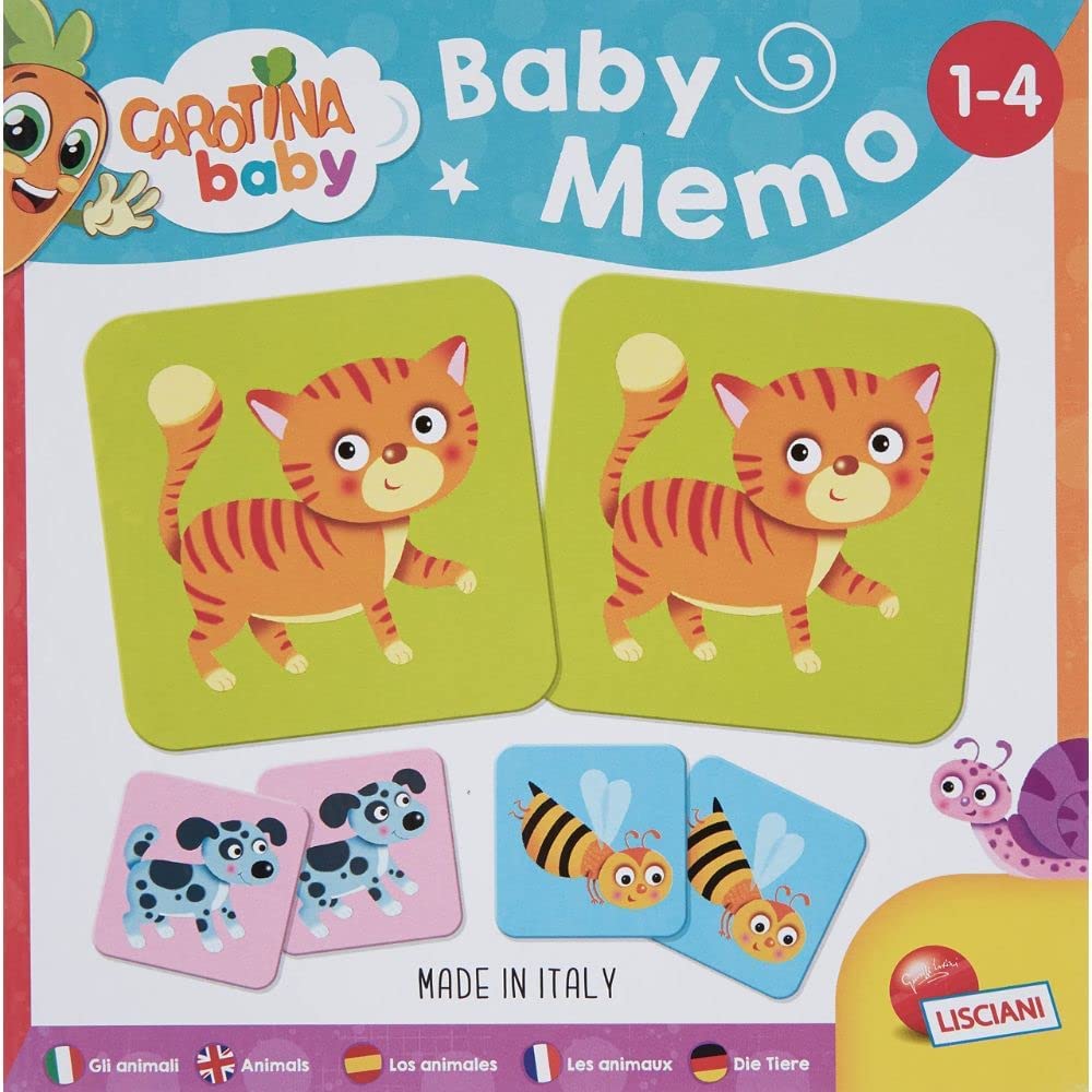 Lisciani - CAROTINA BABY - Baby Memo - Tiere - 24 Karten - Lernspiel für Kinder von 1 bis 4 Jahren - Pädagogisches Gesellschaftsspiel - Gedächtnis