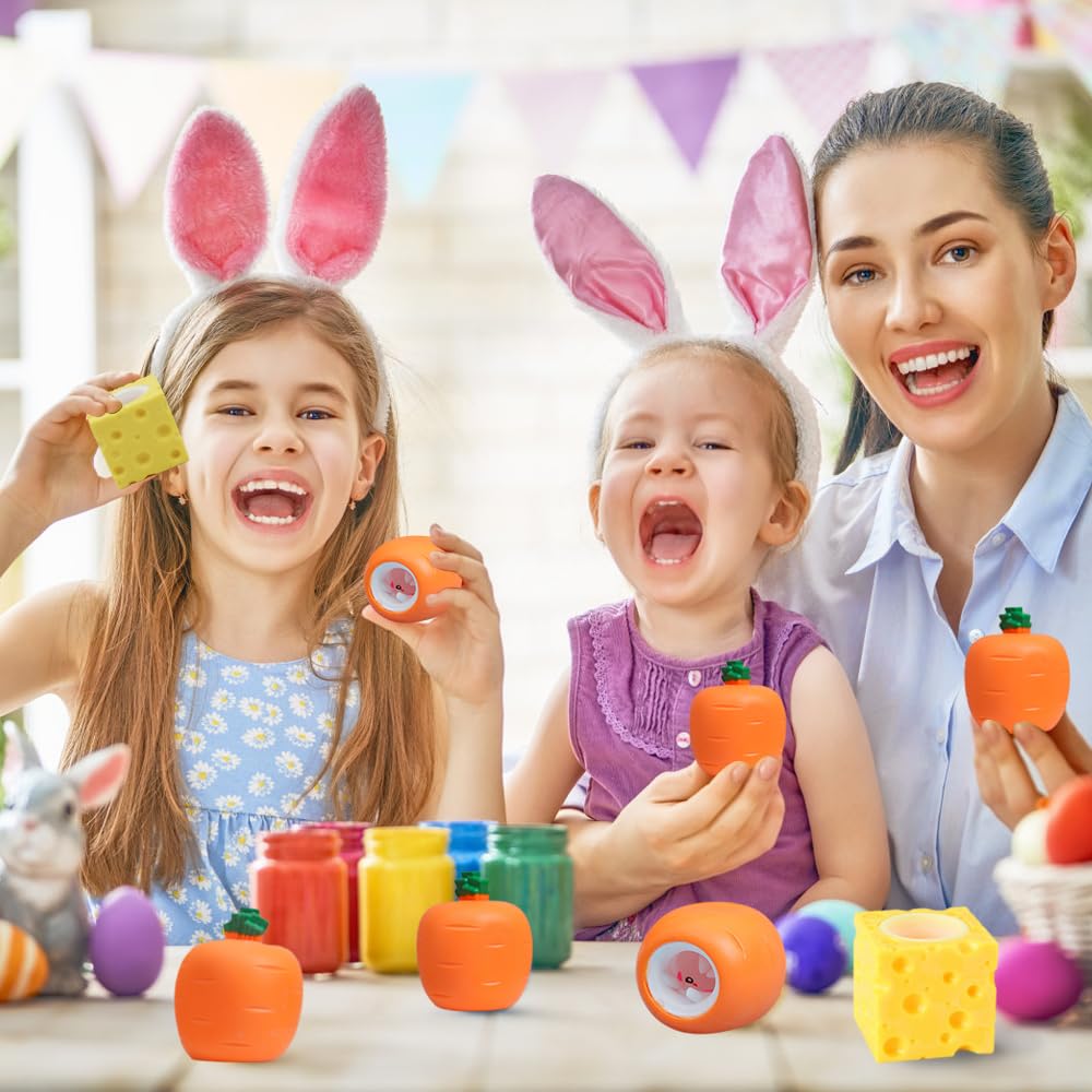 Stressball Anti Stress Spielzeug Bälle, 4 Pcs Kaninchen Spielzeug Ostergeschenke Kinder, Antistressball für Kinder Erwachsene Ostern Geburtstag