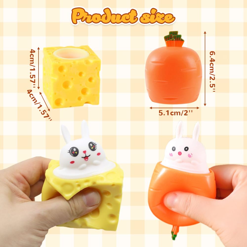 Stressball Anti Stress Spielzeug Bälle, 4 Pcs Kaninchen Spielzeug Ostergeschenke Kinder, Antistressball für Kinder Erwachsene Ostern Geburtstag
