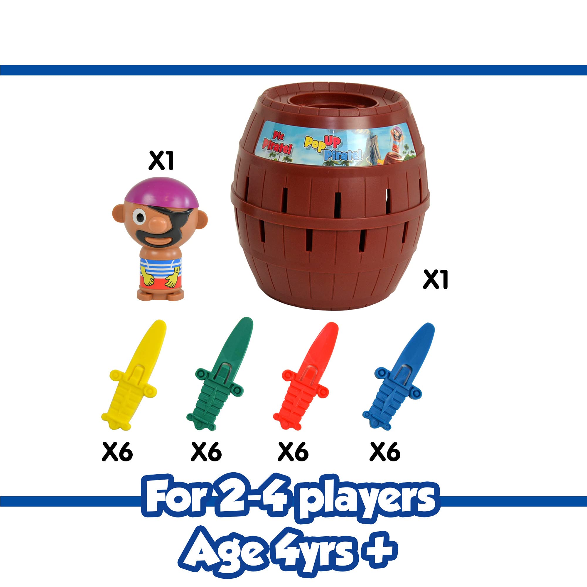 Tomy Kinderspiel Pop Up Pirate, Hochwertiges Aktionsspiel für die Familie, Piratenspiel zur Verfeinerung der Geschicklichkeit Ihres Kindes