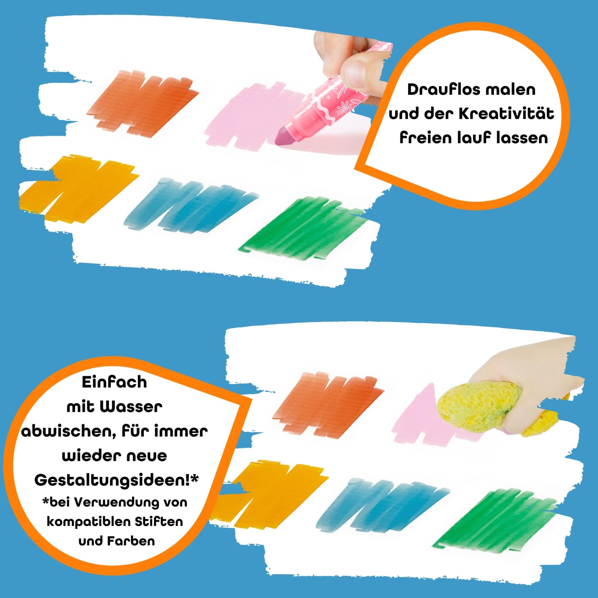 Imagine Playhouse - Immer Wieder neu bemalen & abwischen - Spielhaus Kinder Indoor & Outdoor mit Stiften und Aufkleber - Montessori Spielzeug ab 3