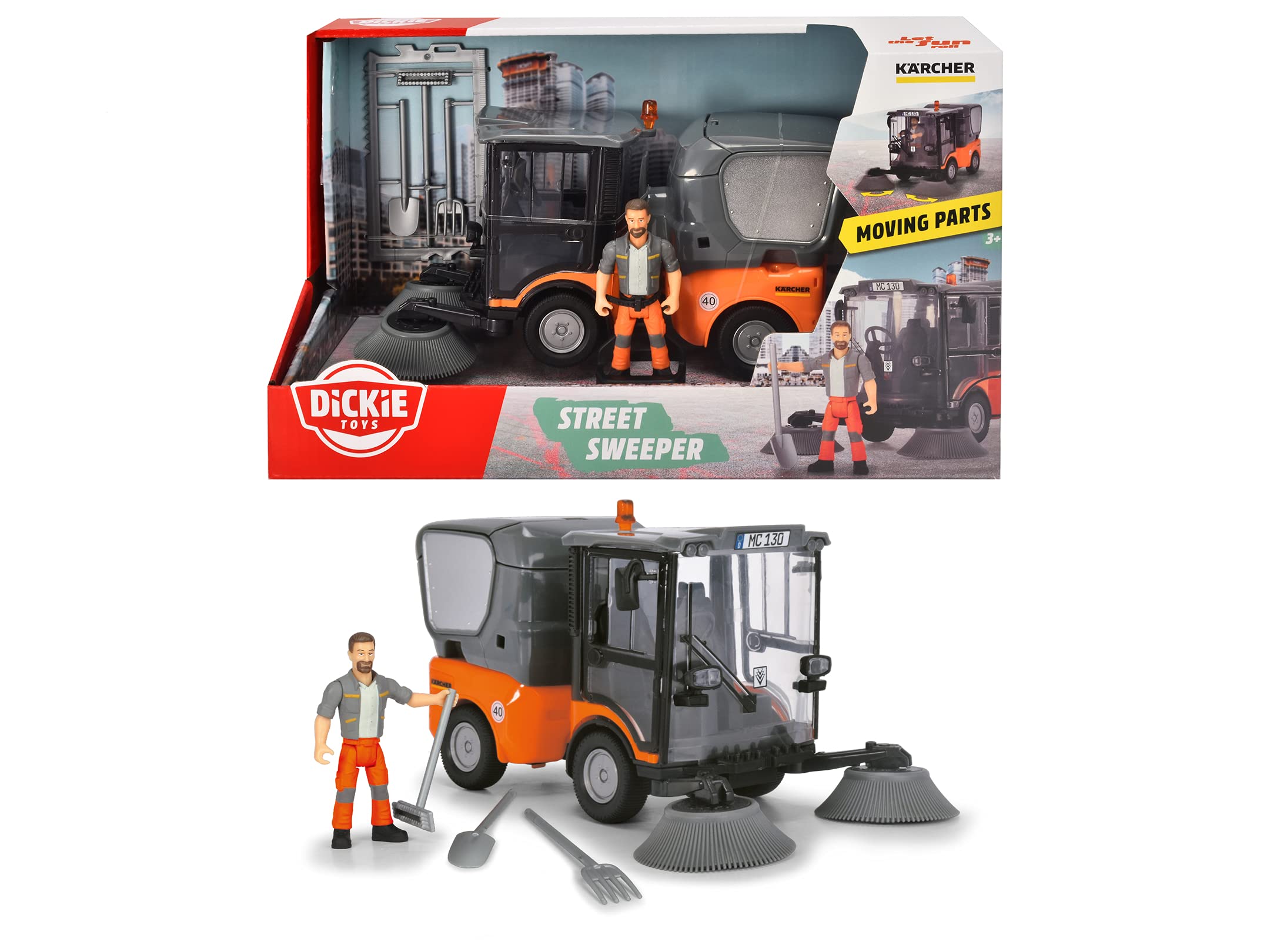 Dickie Toys Street Sweeper, Orange/Grau