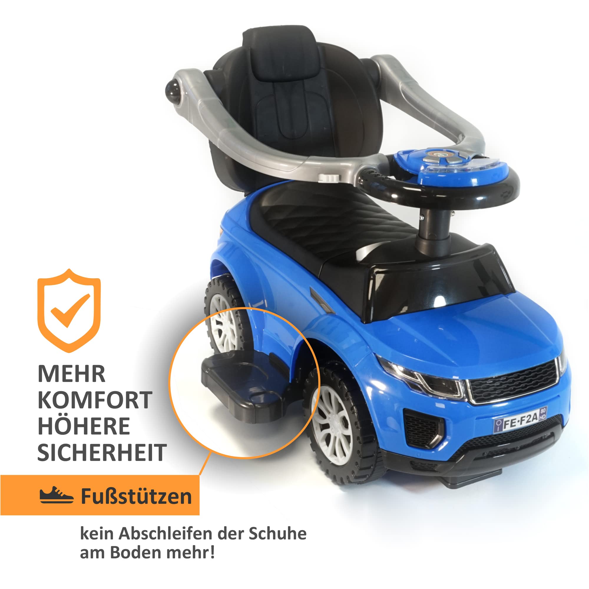 LEMODO Rutschauto mit Schiebestange | Rutschfahrzeug ab 1 Jahr | Rutscherfahrzeug mit Sicherheitsbügel | Kinderfahrzeug mit Staufach und Sound-Lenkrad