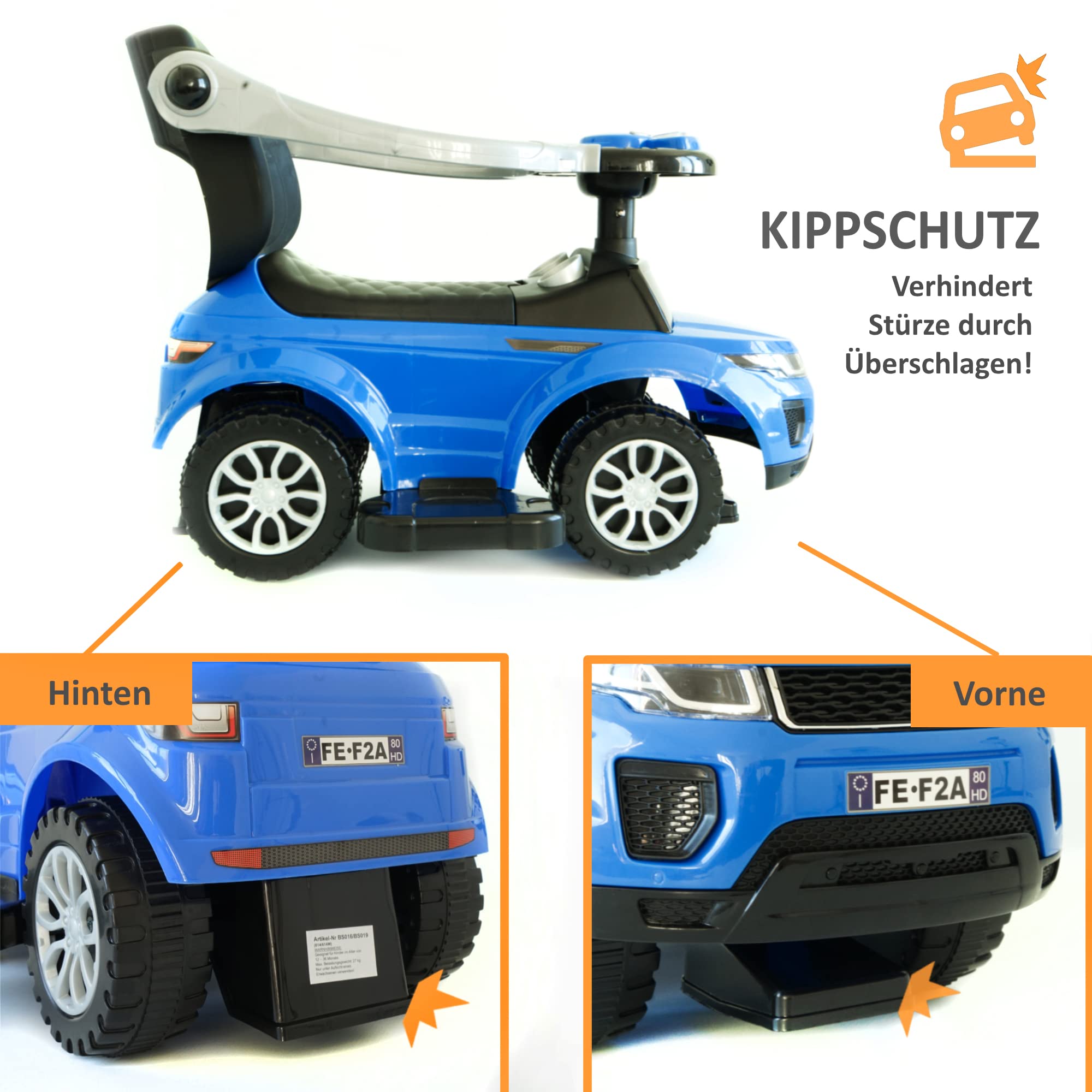 LEMODO Rutschauto mit Schiebestange | Rutschfahrzeug ab 1 Jahr | Rutscherfahrzeug mit Sicherheitsbügel | Kinderfahrzeug mit Staufach und Sound-Lenkrad
