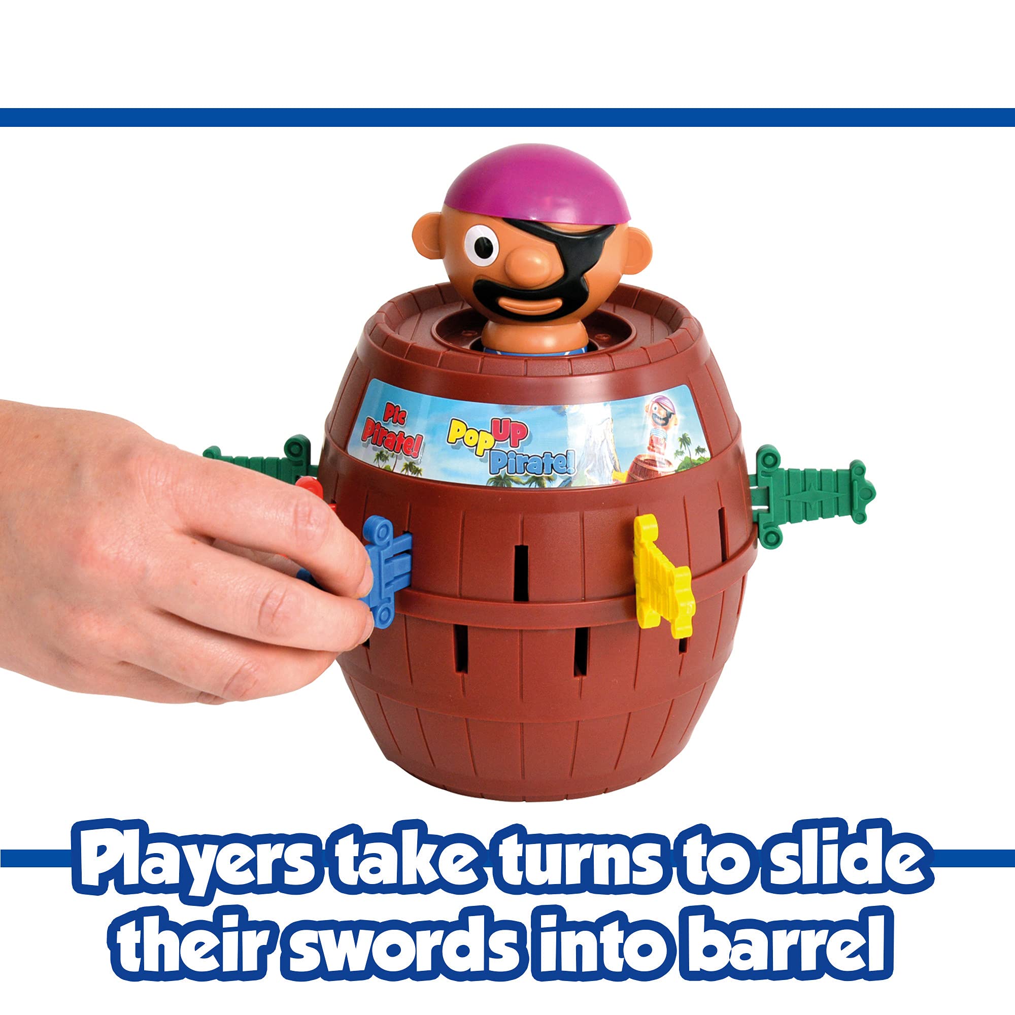 Tomy Kinderspiel Pop Up Pirate, Hochwertiges Aktionsspiel für die Familie, Piratenspiel zur Verfeinerung der Geschicklichkeit Ihres Kindes