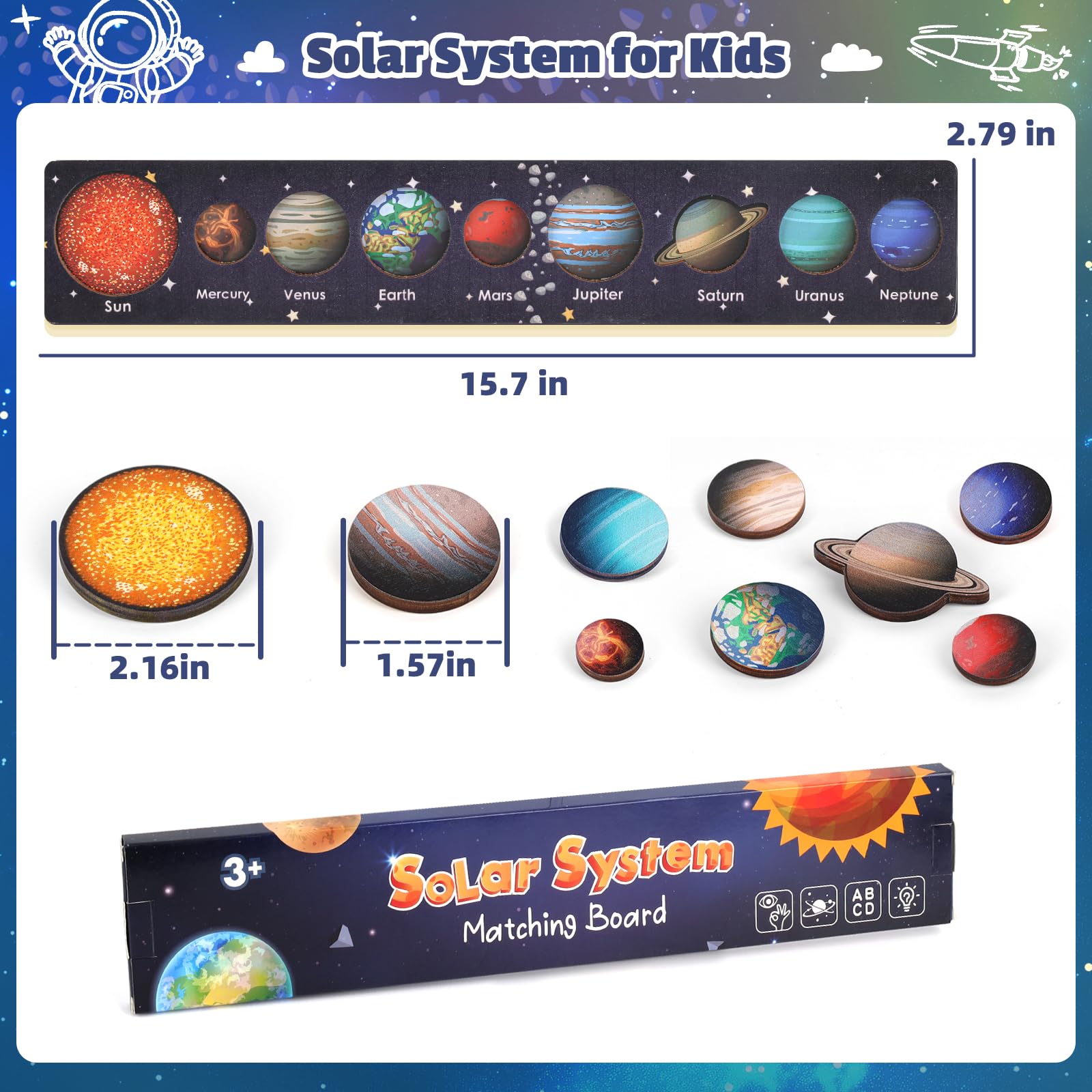 Montessori Spielzeug ab 3-4-5 Jahre Junge: Kinder Puzzle Lernspiele ab 4 5 6 Jahre Space Sonnensystem Kinderspielzeug Junge Mädchen Geschenke