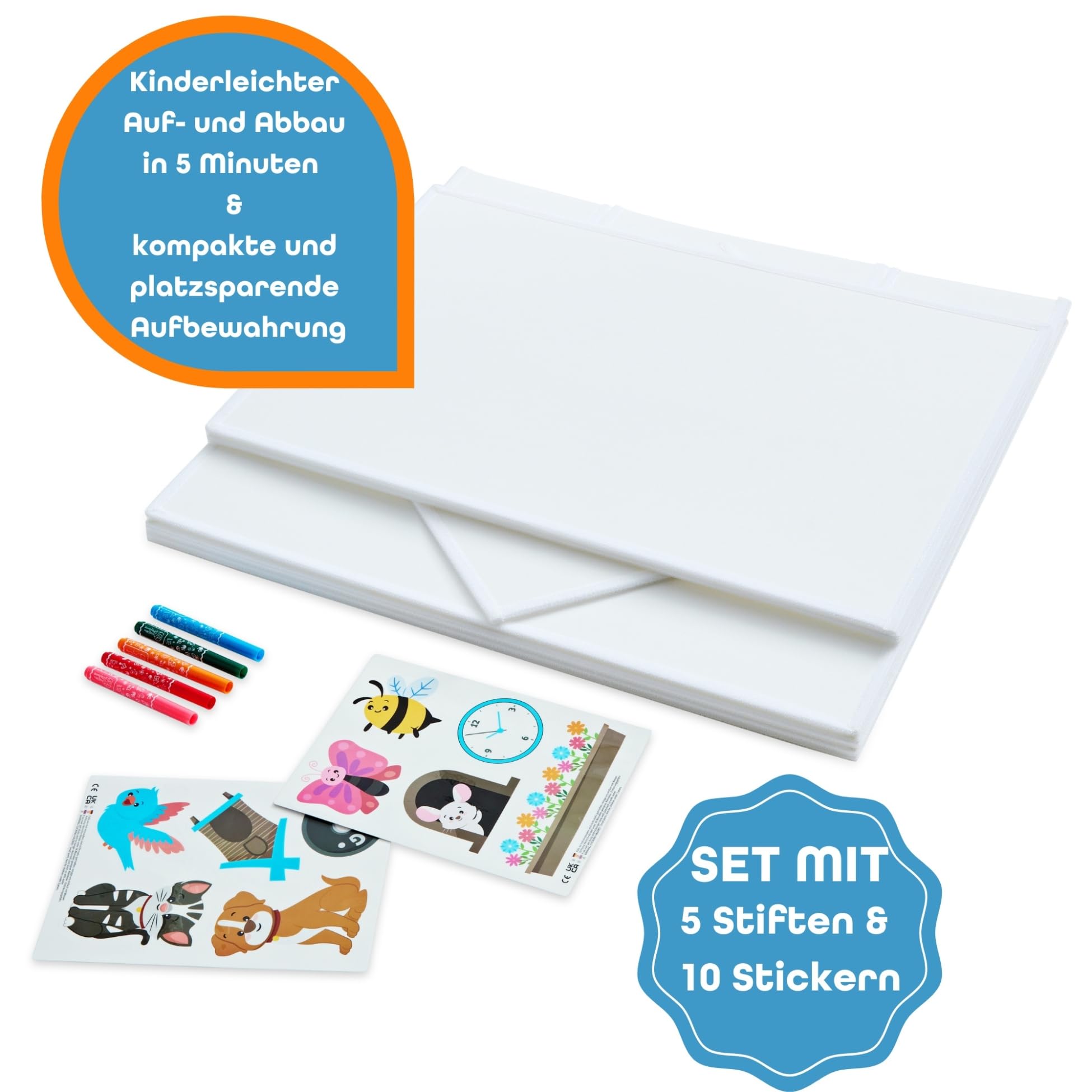 Imagine Playhouse - Immer Wieder neu bemalen & abwischen - Spielhaus Kinder Indoor & Outdoor mit Stiften und Aufkleber - Montessori Spielzeug ab 3