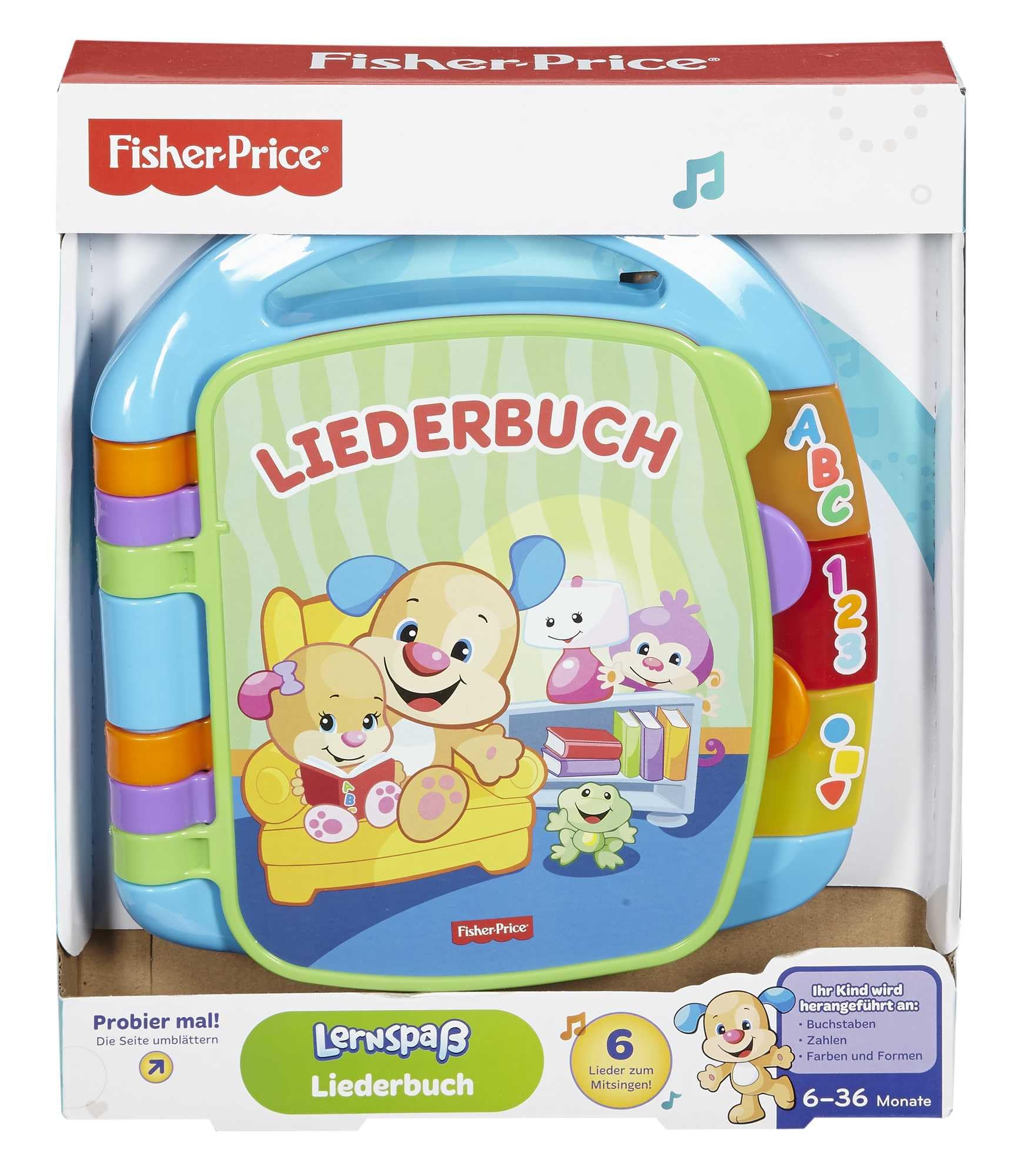 Fisher-Price Lernspaß, Liederbuch, Baby Musik Buch, Musikspielzeug für Babys, Elektronisches Kinderbuch, ab 6 Monate, Deutsche Version, CDH40
