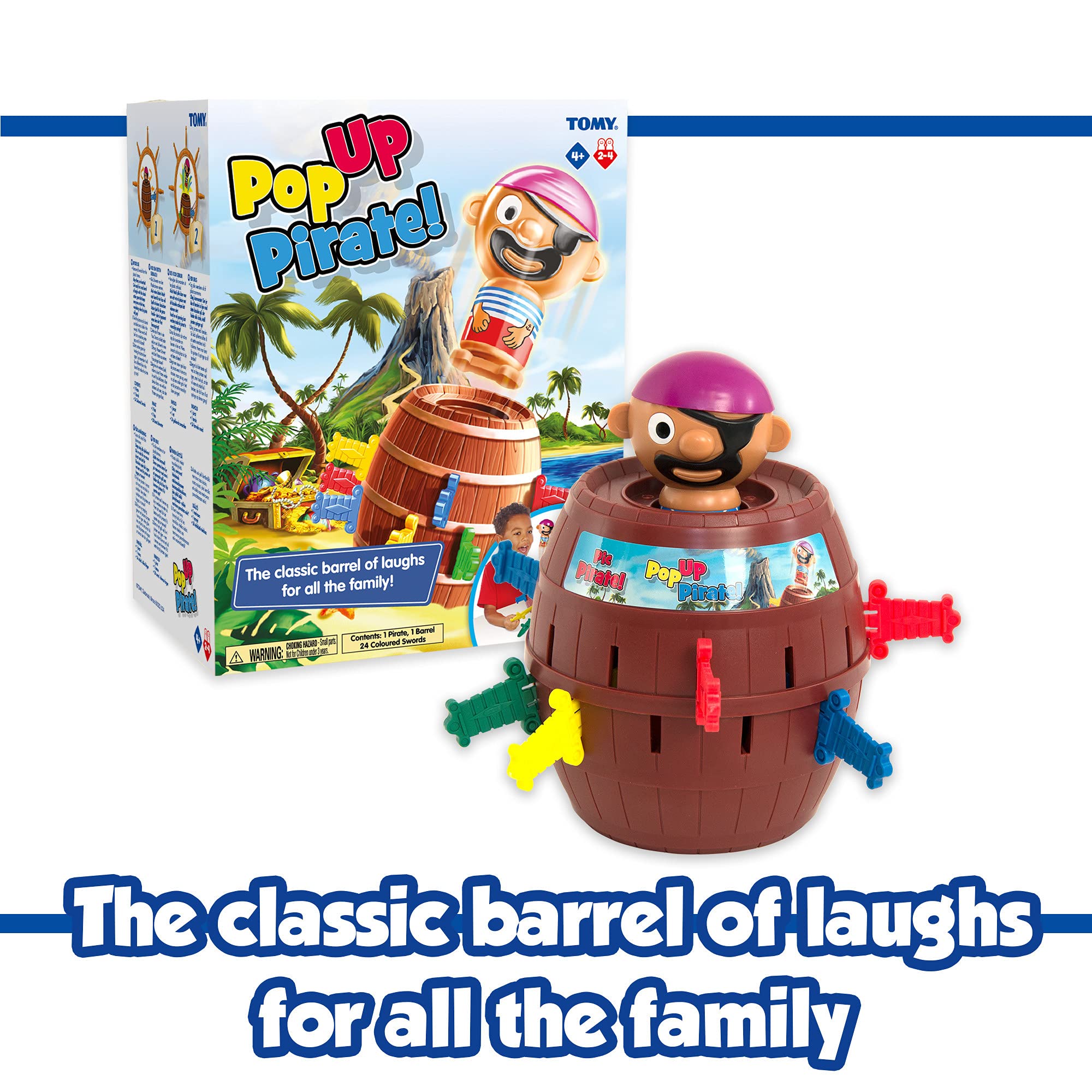 Tomy Kinderspiel Pop Up Pirate, Hochwertiges Aktionsspiel für die Familie, Piratenspiel zur Verfeinerung der Geschicklichkeit Ihres Kindes