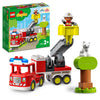 LEGO DUPLO Feuerwehrauto - Minifiguren für Vorschulkinder ab 2 Jahren - Montessori Spielzeug für Kleinkinder mit LKW, Feuerwehrmann, Katze und Baum